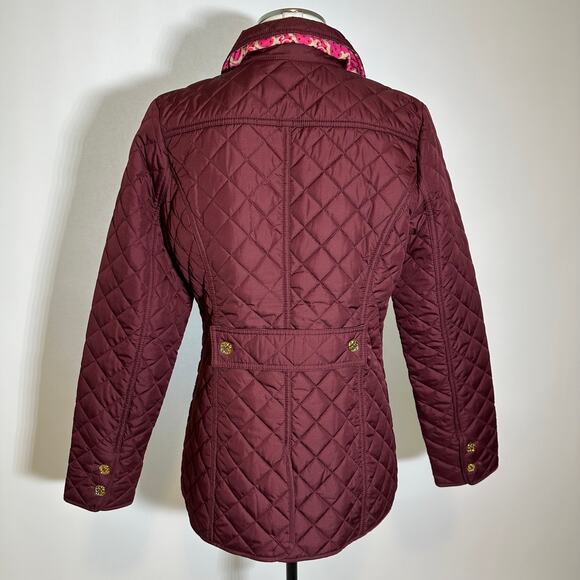 C. Wonder Burgundy Quilted Puffer Jacket Coat Button Front Womens Size Small S - Picture 5 of 12